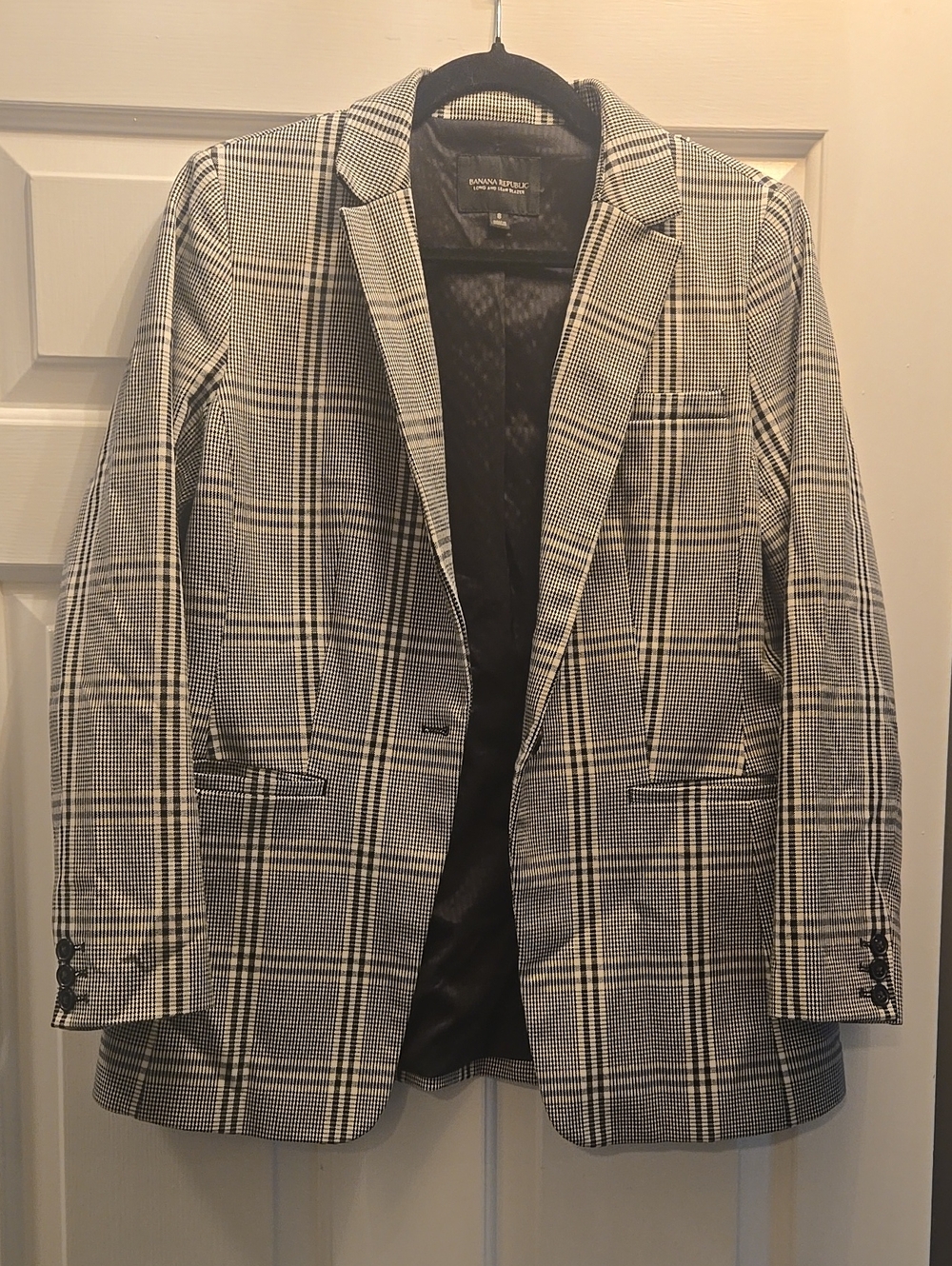 Banana Republic Black & White Glen Plaid Blazer
